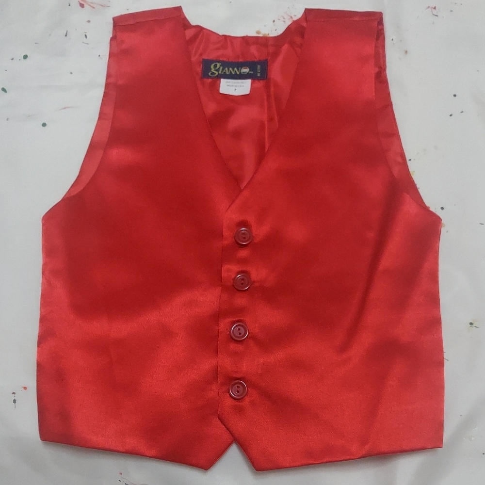 Kids Red Vest Matching Set